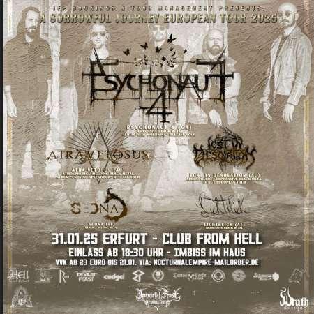 Flyer von Termin "Psychonaut 4, Atra Vetosus, Lost in Desolation, Lichtblick, Sedna"