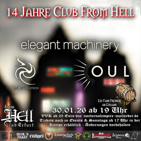 Flyer von Termin "Elegant Machinery, Oul, Jan Revolution"