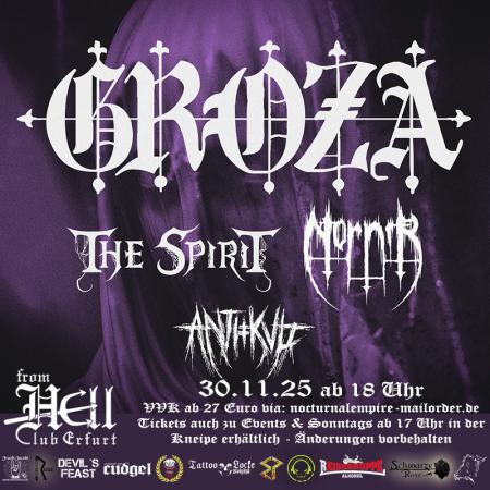 Flyer von Termin "Groza, The Spirit, Nornir, Antikvlt"