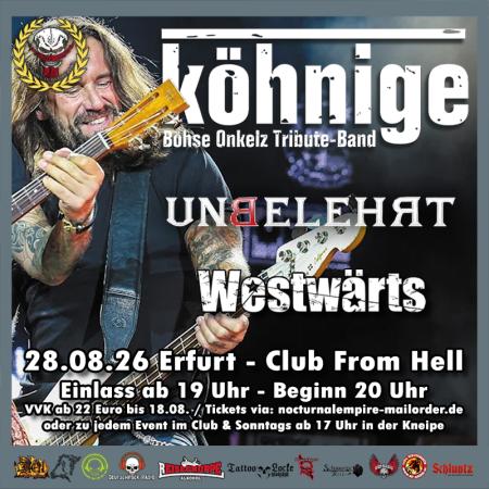 Flyer von Termin "Köhnige, Unbelehrt, Westwärts"