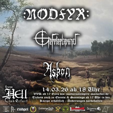 Flyer von Termin "Nodfyr, Gefrierbrand, Askon"