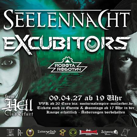 Flyer von Termin "verlegt vom 23.10.26 auf 09.04.27 - Seelennacht, Excubitors, Robota Robotny"
