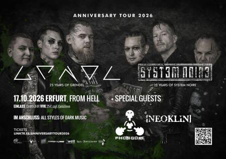 Flyer von Termin "Grendel + System Noire + Phosgore + Neoklin"